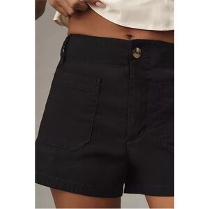 Anthropologie Black High-Rise Utility Shorts